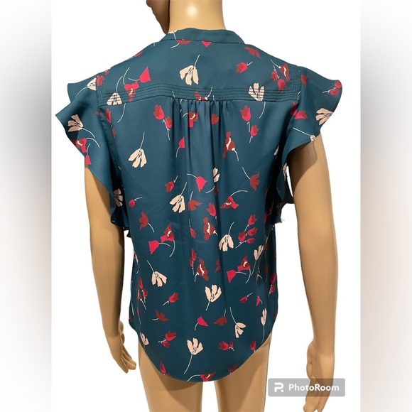 NWOT JOIE MSRP $198 Ashtina Floral Flounce Blouse Size S Short Sleeve - Picture 3 of 4